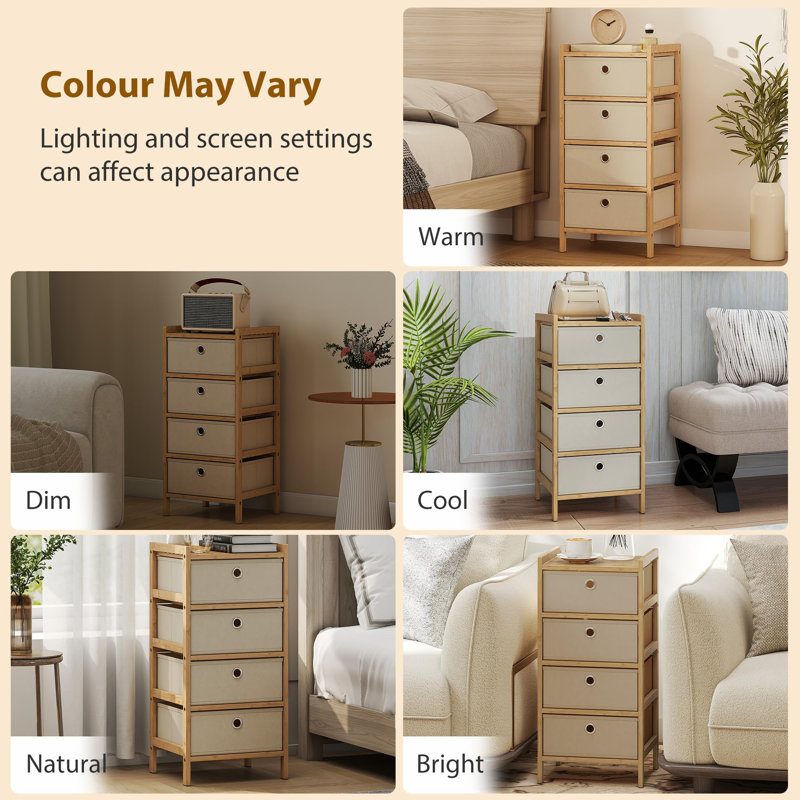4 Drawer Storage Drawer, Cream White