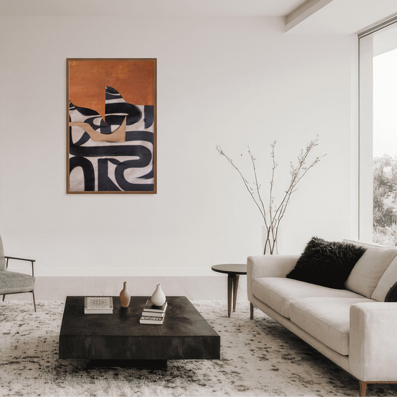 Gai: A Symphony Of Abstraction, 30" H x 24" W x 1.125" D, Black, Framed Matted Print
