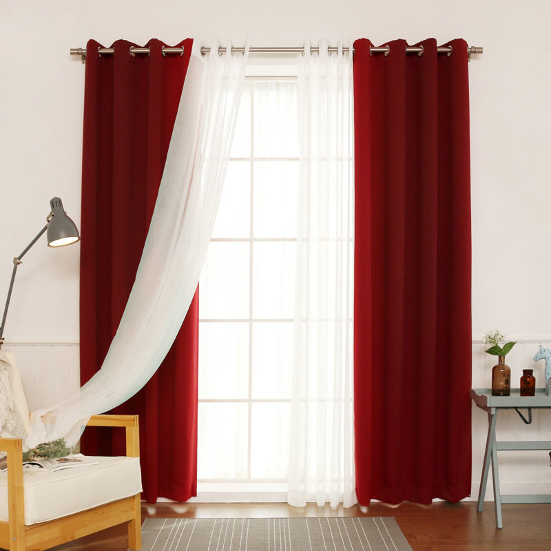 Paire de rideaux transparents avec œillets Granados, Bourgogne