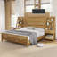 Lit plateforme King style ferme Coey avec tête de lit, étagères, station de recharge et tiroirs, blanc rustique-910093621-916422826