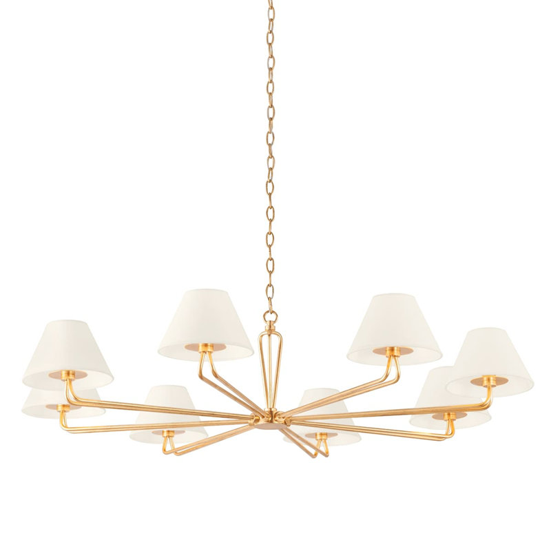 Ozias 8 Light Chandelier - Black Iron, Vintage Gold Leaf