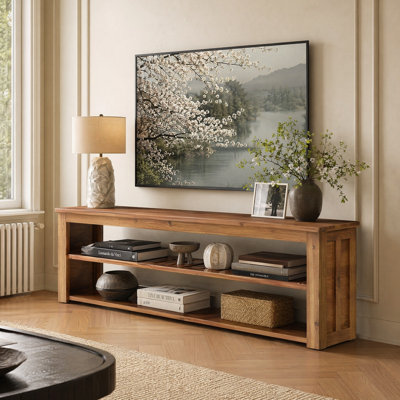 Meuble télé 63 po avec tablettes de rangement ouvertes à 2 niveaux