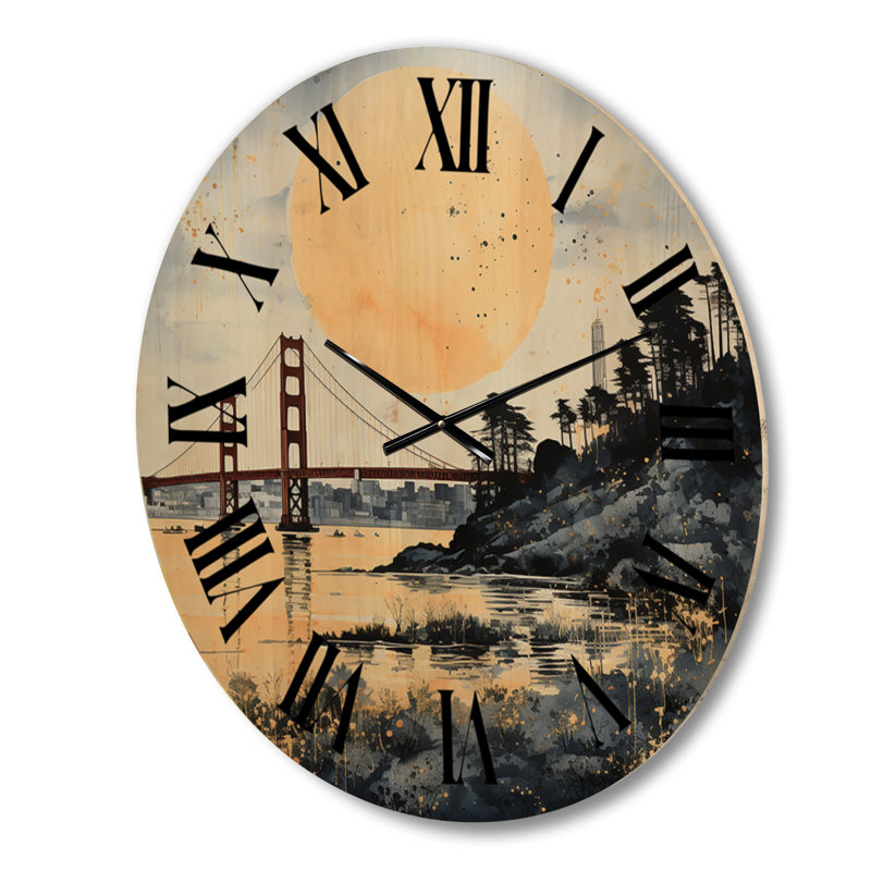 Horloge murale en bois massif Jaysa, Grand