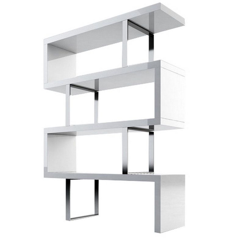 Charlis Geometric Bookcase, (4 Shelves) 67" H x 51" W x 16" D, White
