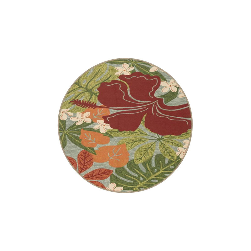 Tapis lavable décoratif à motif floral de couleur verte Green Tones, Sous-tapis carré 3 pi 11 po inclus