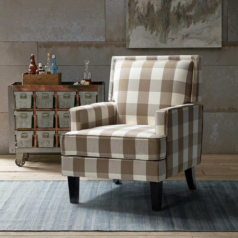Amara Upholstered Armchair, Tan Check