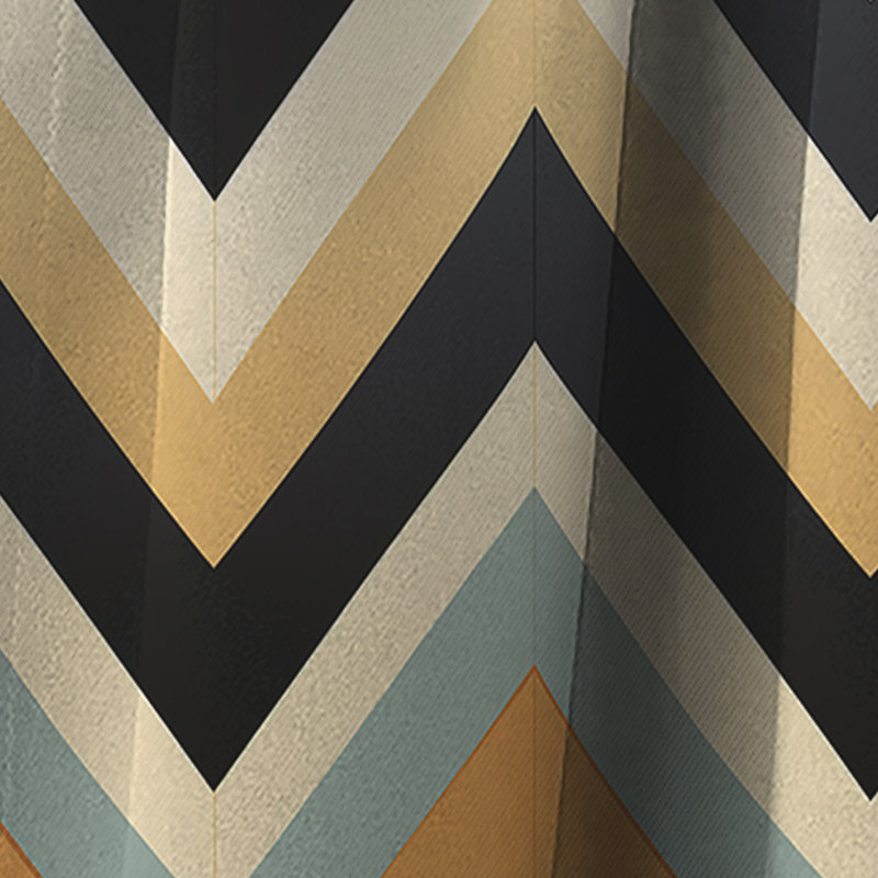 Motif à chevrons chic et moderne beige et noir - Rideau à chevrons - Rideau occultant - 1 panneaux, L 52 po x L 108 po