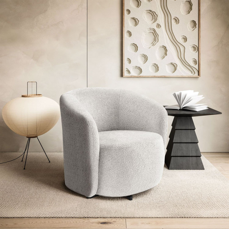 Crifasi 80cm W Upholstered Pouf Chair, Cream