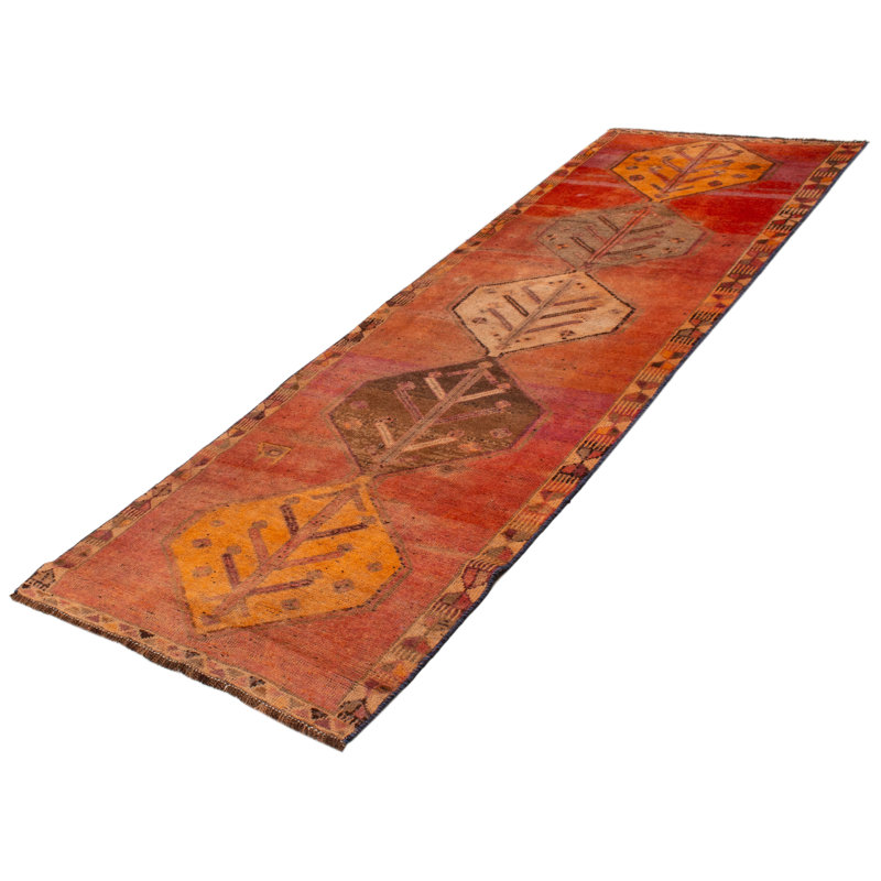 Tapis de couloir orange en laine 4 pi 2 po x 12 pi 9 po Zayriah