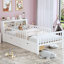 Lit simple blanc avec rangement pour tête de lit et garde-corps - Cadre spacieux spacieux de conception moderne avec tiroir-2133002536
