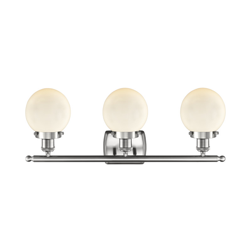 Éclairage pour salle de bain 3 lumières Chippewa, Blanc mat, Incandescente, Nickel satiné brossé