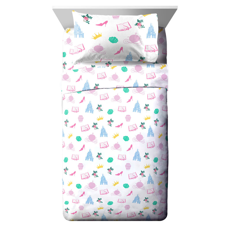 Ensemble d'édredon réversible en microfibre rose Disney Princess, Édredon simple + 3 pièces supplémentaires