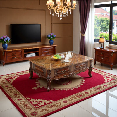 Walnut-colored marble coffee table