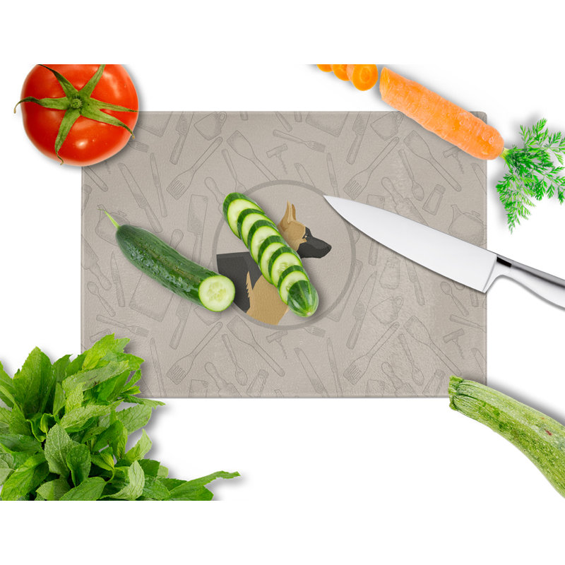 Verre trempé caroline de la planche à découper dans la cuisine, Berger allemand