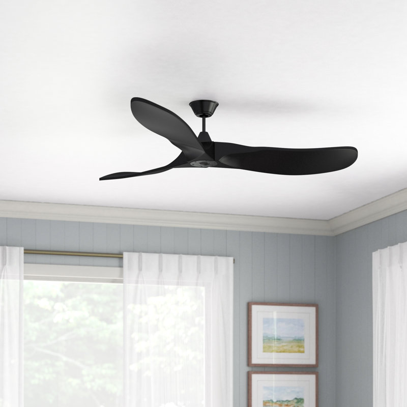 Ventilateur de plafond 3 pales avec télécommande Obsidian, 60 pouces, Noir mat