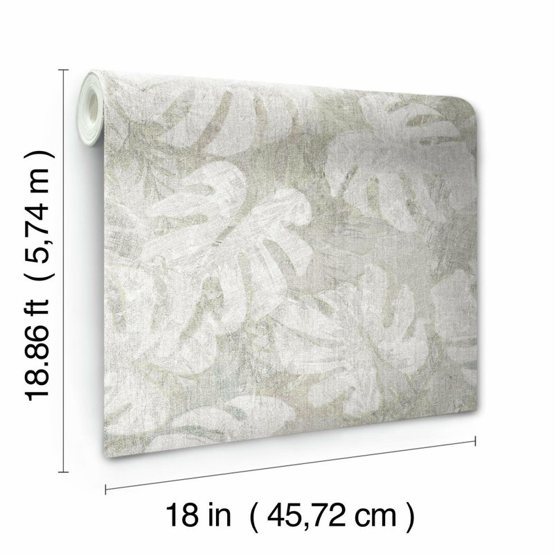 Papiers peints et adhésifs Jungle Leaf, Blanc / taupe