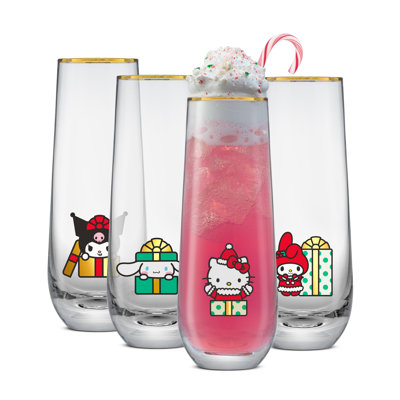 Hello Kitty and Friends Holiday Stemless Flutes, Set of 4