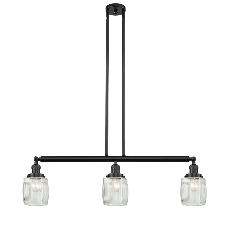 Luminaire suspendu linéaire à 3 lumières pour îlot de cuisine Saroyan, Ampoule non incluse, Grainé, Bronze huilé