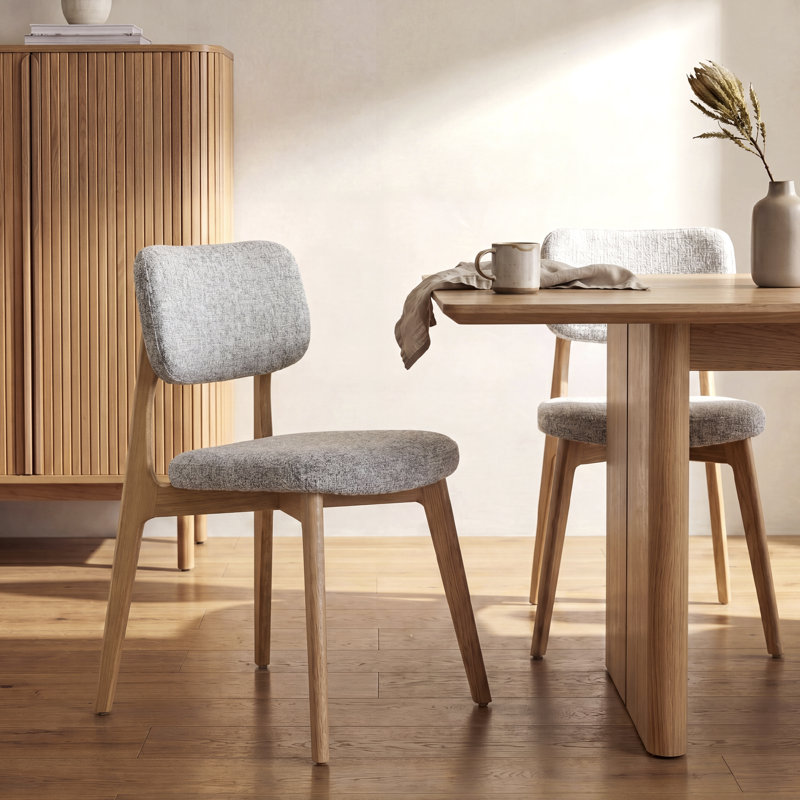 Chaise d'appoint rembourrée en bois massif, Light Grey, Natural Wood