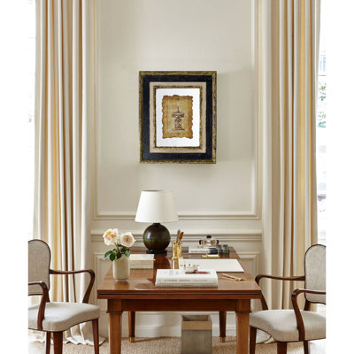 2 18X22" Antiqued Glass Print Wall Decorative. Wood Frame Adds Vintage Style Framed Art. Decor