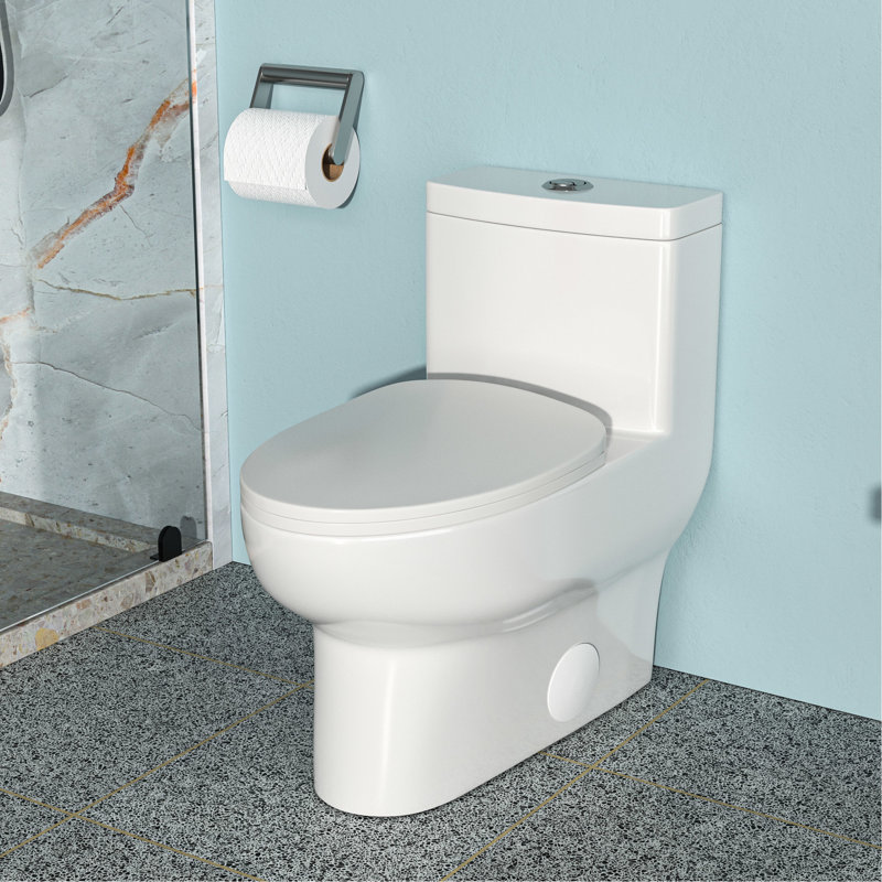 Toilette à double chasse en céramique avec système hygiénique entièrement émaillé et siège silencieux à fonction puissante