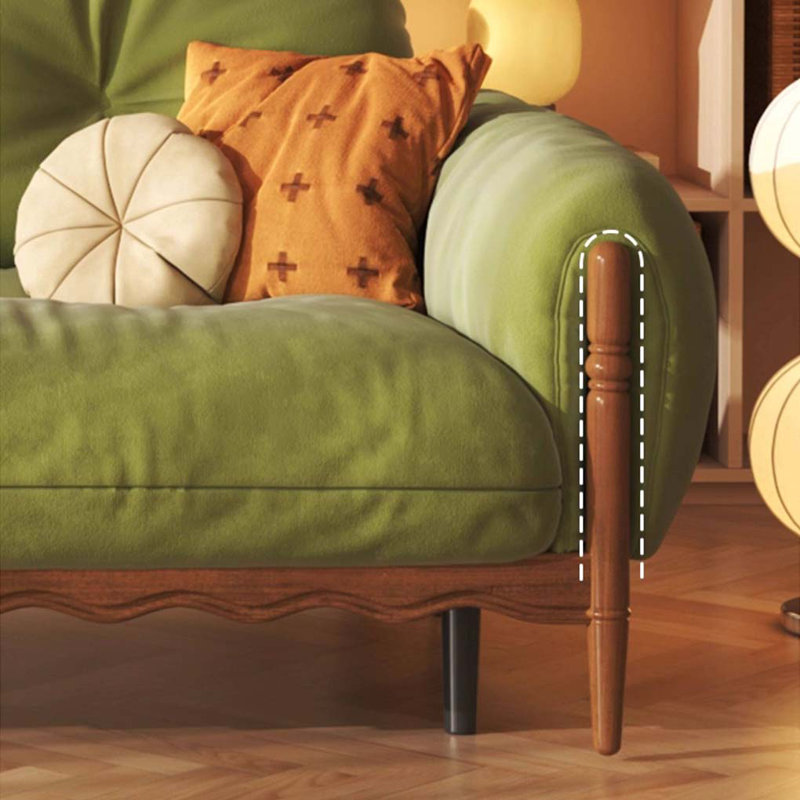Mid-Century Modern Green Velvet Sofa