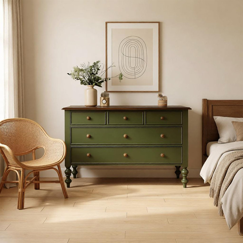 Commode verte vintage française