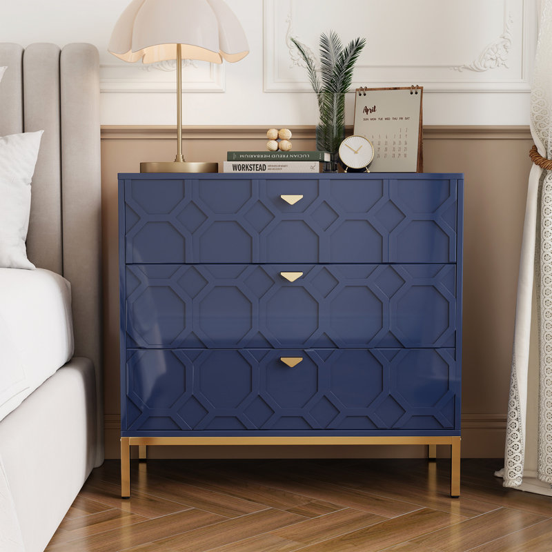 Bailes Accent 3 Drawer Dresser Chest  for Bedroom, Blue