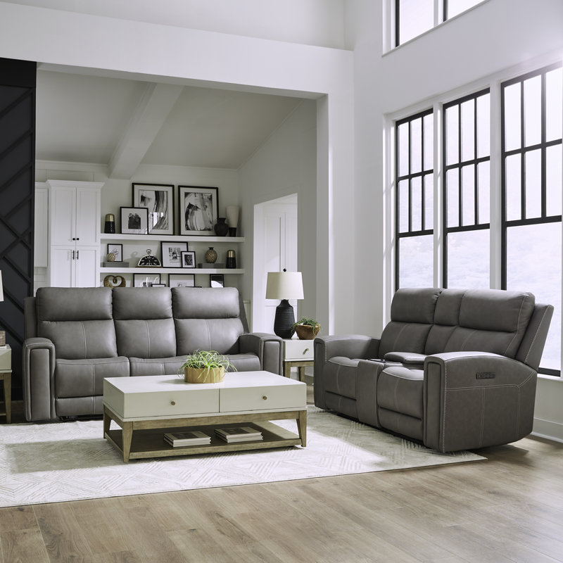 Canapé inclinable mural Anjelia et causeuse électrique avec ensemble de salon console, Gris