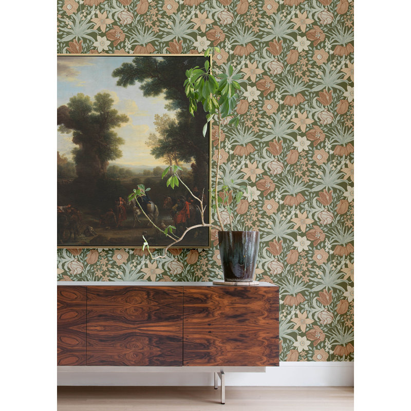 Floral Wallpaper Double Roll, Blue