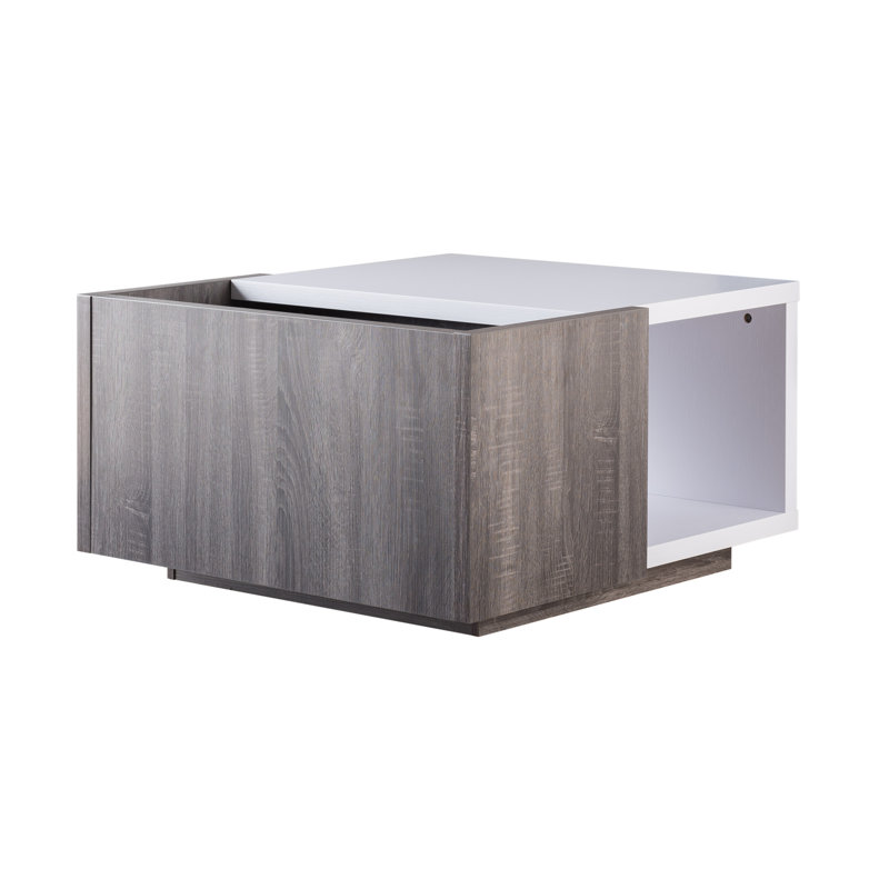 Yorba Solid Coffee Table with Storage, White/Grey