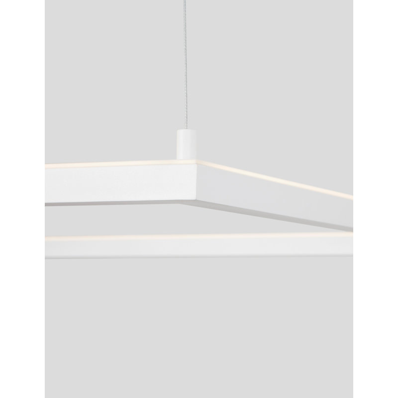 1 - Light LED Geometric Pendant, White, 120cm H x 75cm W x 75cm D