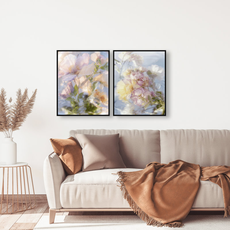 Floral Haze Set Set by Oliver Gal, 21"H x 25"W, Black Floater Frame