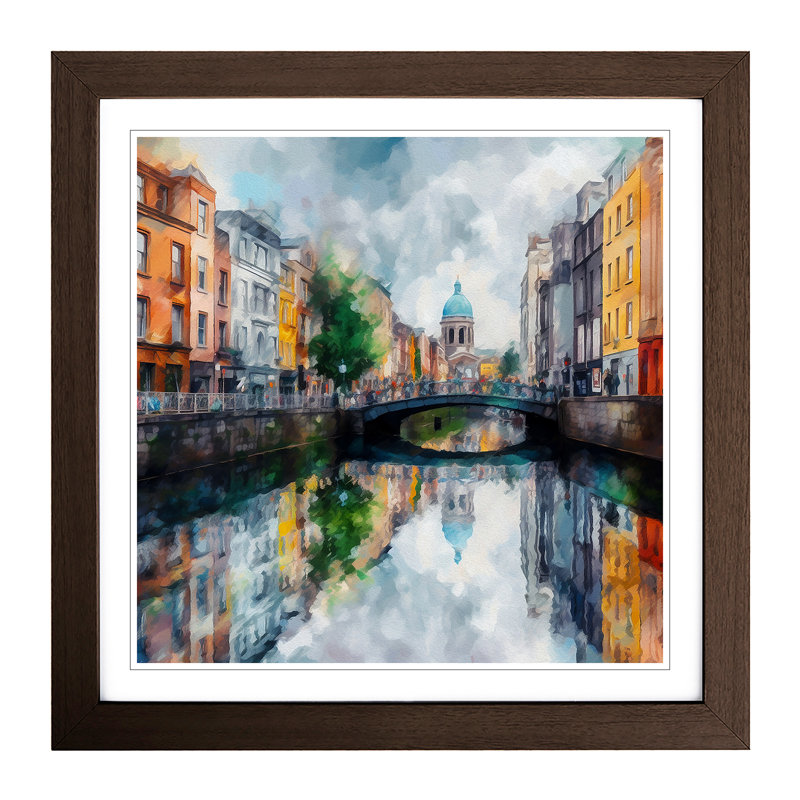 City Of Dublin Impressionism - Framed Print, Walnut