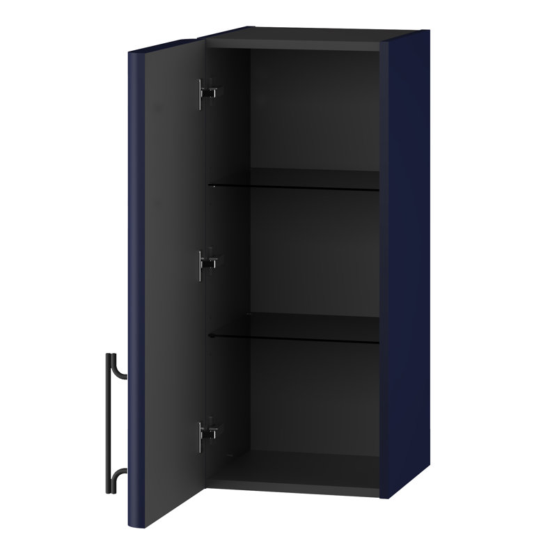 Ashat Wall Bathroom Cabinet, Wave Blue/Black, Left