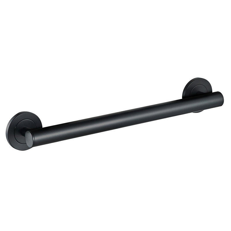 24" Wall-Mounted Lava Grab Bar - Matte Black, Premium Brass Construction, Installation Hardware Included, Matte Black, 24" W