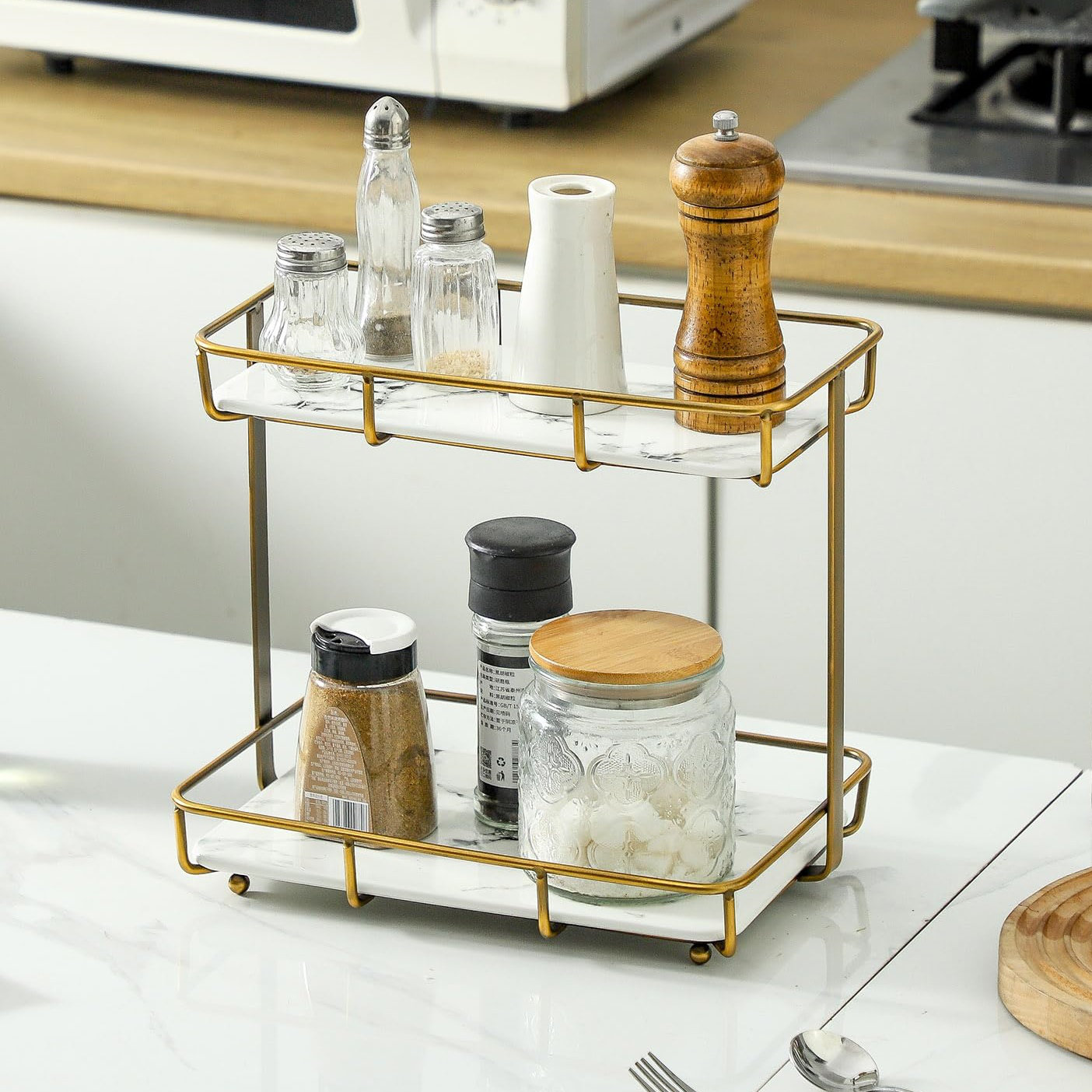 Green Two-Tier Vanity Storage Tray 23x31cm main image 1