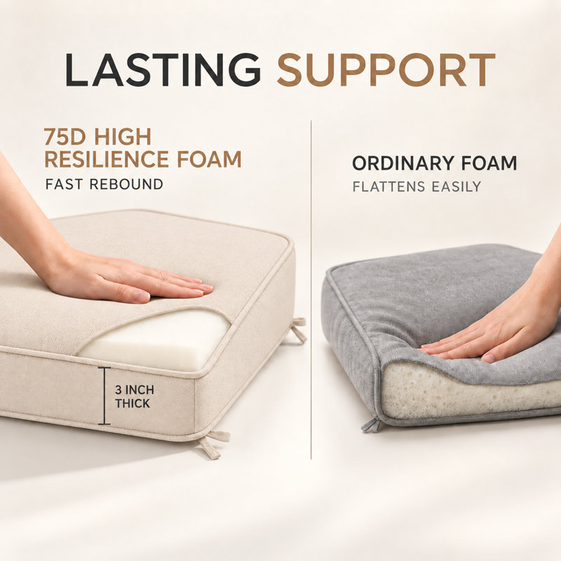 Coussin de siège de patio 3 po H 3 po, 39 x 58 pouces, Beige clair