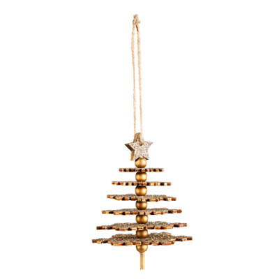 Ornement d'arbre de Noël en bois avec paillettes