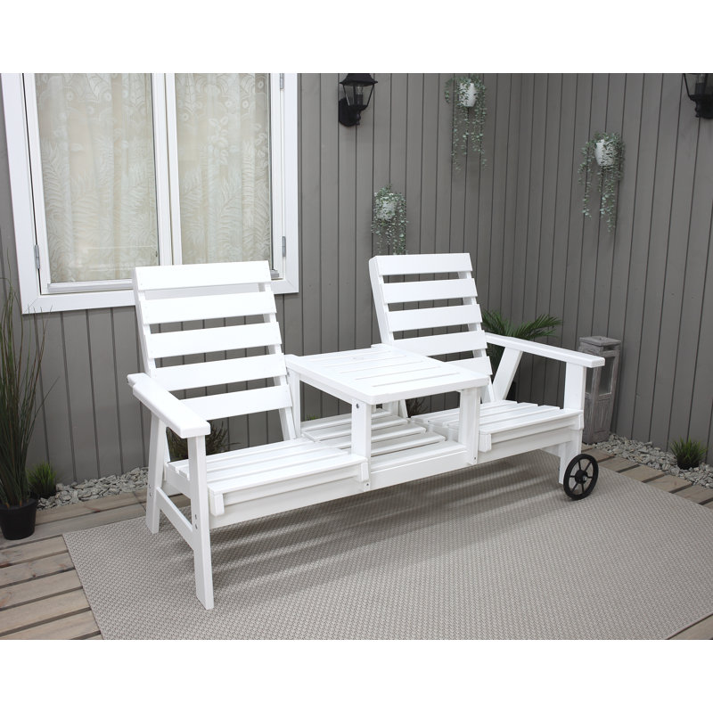 Martyna Solid Wood Pine Outdoor Bench, White