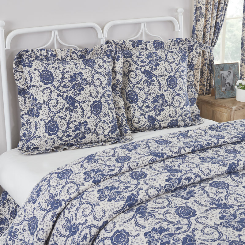 VHC Brands Dorset Navy Cotton Pillow Sham