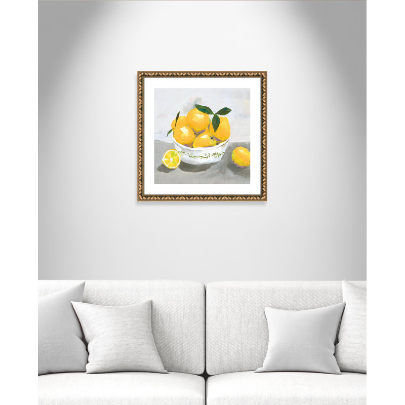 Hayons Lemons par Isabelle Z - reproduction, Papier avec cadre à perles dorées, H 24,75 po x l 24,75 po x P 1,13 po