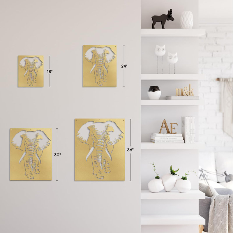 Wall Decor Metal, 36" H x 24" W x 0.05" D, Gold