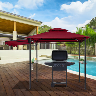 11 pi. L 5 pi. D Pavillon de jardin à toit souple avec auvent latéral pliable