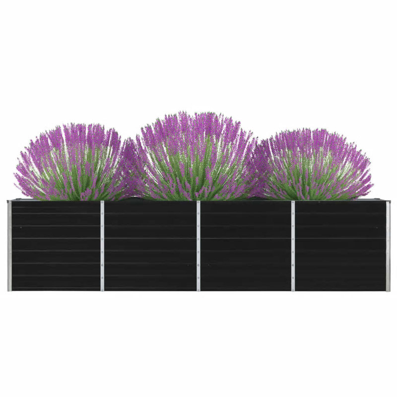Edmund Metal Raised Garden Bed, Anthracite, 77cm H x 40cm W x 320cm L