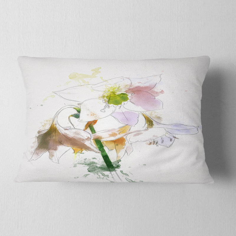 Coussin floral à grandes fleurs, Rectangle, 12 po x 20 po