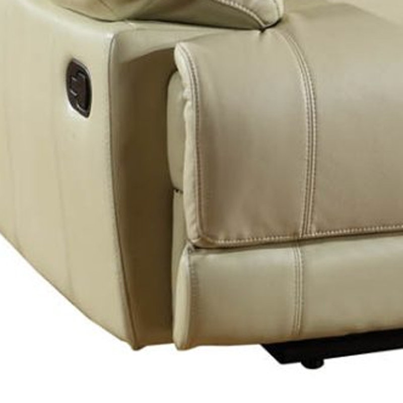  Causeuse inclinable manuelle en similicuir 76 po avec rangement 76 po, 76" W, Beige Faux Leather