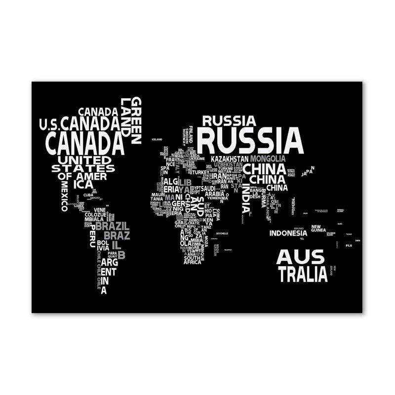 World Map With Subtitles - Wrapped Canvas Print