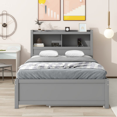 Full Size Platform Bed With Trundle, Drawers And USB Plugs