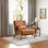 Fauteuil d'appoint de 25,78 po de largeur Mid-Century en similicuir avec coussin supplémentaire